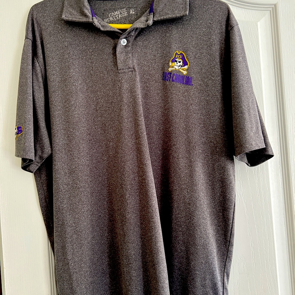 East Carolina University grey golf shirt